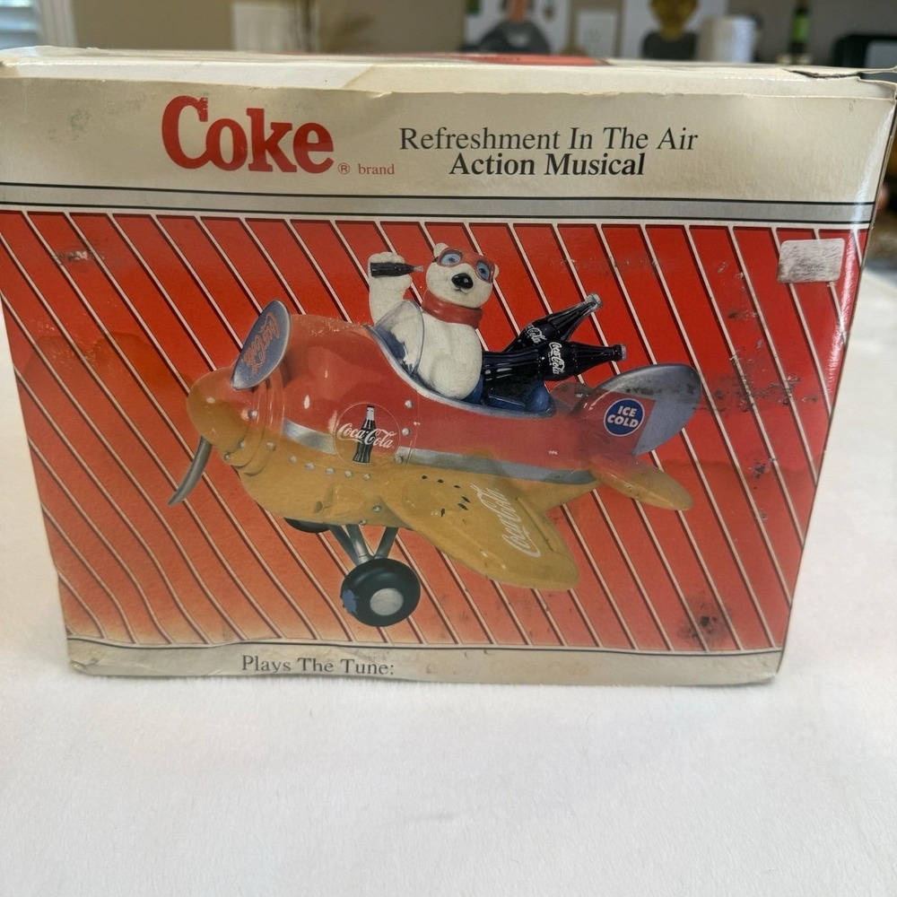 Vintage Coca-Cola Polar Bear Airplane Action Musical Always Coca-Cola w/ Box